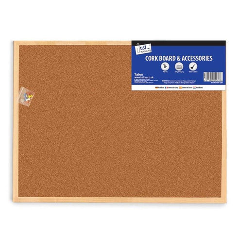 JUST STATIONERY CORK BOARD 600MM X 800MM & ACCESSORIES. TA4289