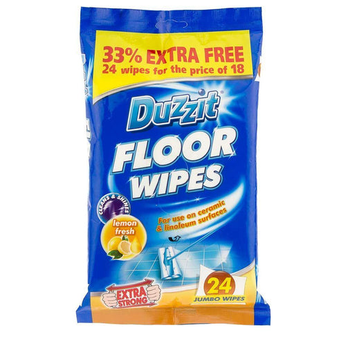 Lemon Floor Wipes - Duzzit 24 Sheet for Home & Office Cleaning