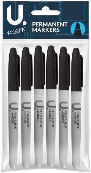 U. PERMANENT MARKERS 6/PK - BLACK. P2314