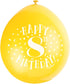 8th Birthday Balloons - Multicolour Latex Pack | UNI56042