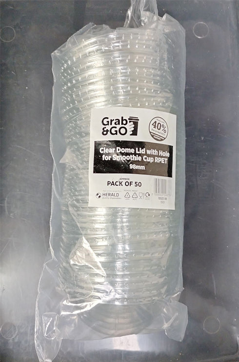 Smoothie Dome Lids - Clear Grab & Go 50 Pack (98MM) 10531.98