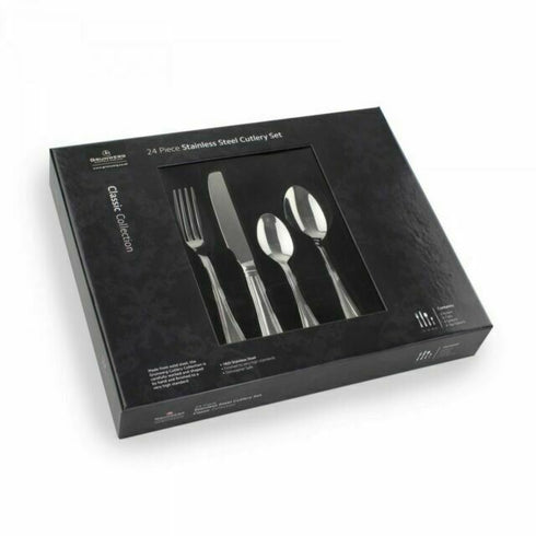 Stainless Steel Cutlery Set - GRUNWERG 24-Piece Classic Collection