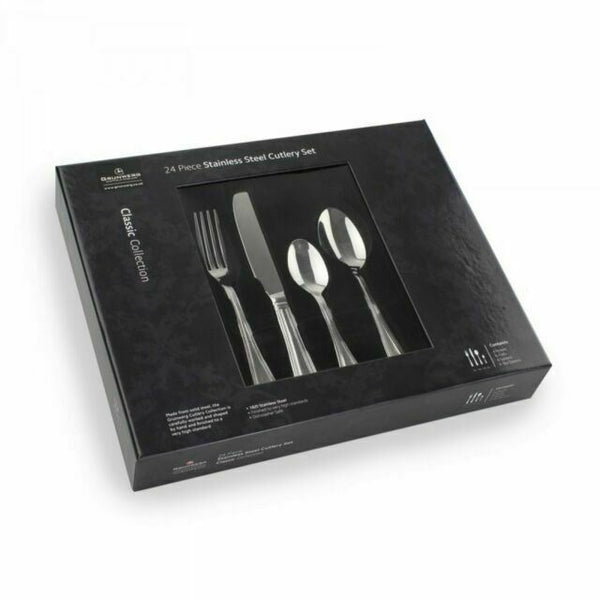 Stainless Steel Cutlery Set - GRUNWERG 24-Piece Classic Collection