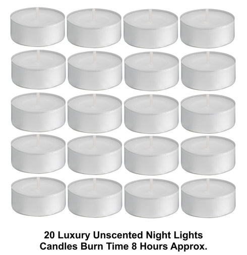 Unscented Tealights - 8 Hour Burn, 20 Pack | BALTUS PEV020-20