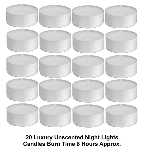 Unscented Tealights - 8 Hour Burn, 20 Pack | BALTUS PEV020-20