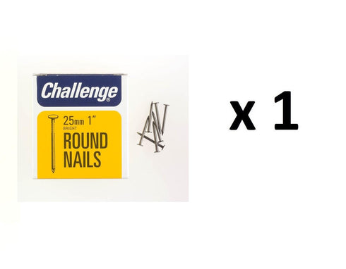 Round Wire Nails 25mm - Challenge Bright Finish, 225g Pack FS12002