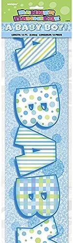 Baby Boy Shower Banner - Holographic Foil 12ft Decoration
