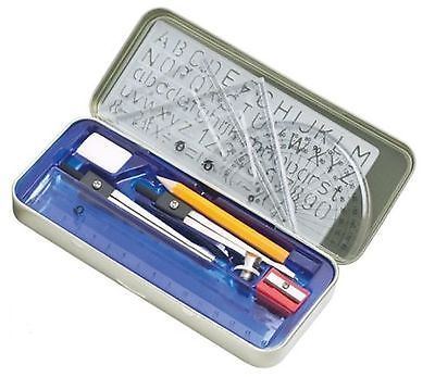 Geometry Compass Set - 10PCS Maths Kit in Tin Case 6822