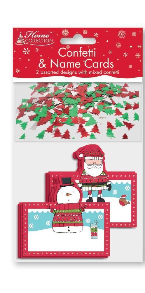 CHRISTMAS 8 CUTE PLACE CARD WITH PARTY CONFETTI. XPACNCC
