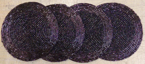 4 PURPLE BEAD COASTERS. KI6733