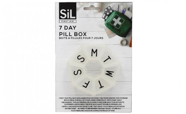 SIL FIRST AID 7 DAY PLASTIC PILL BOX 7.7CM. HH6008
