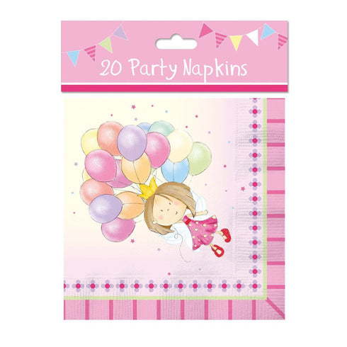 Fairy Princess Napkins for Kids Birthday Party - Pack of 20