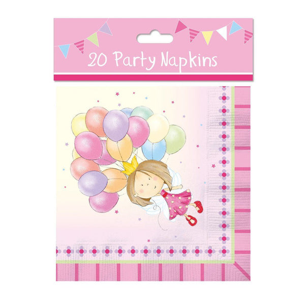 Fairy Princess Napkins for Kids Birthday Party - Pack of 20