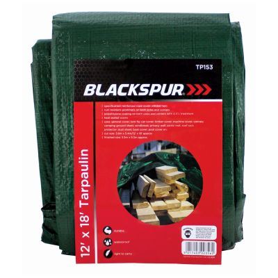 Green Tarpaulin 12x18 - Heavy Duty BLACKSPUR BB-TP153