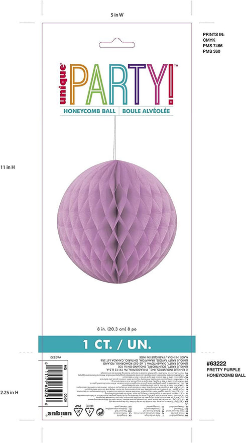 Purple Honeycomb Pom 8 Inch - Elegant Party Decorations UNI63222