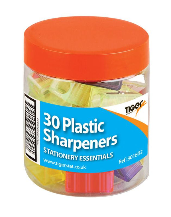 Plastic Sharpeners Bulk - TIGER 30 Pack in Tub | T301802