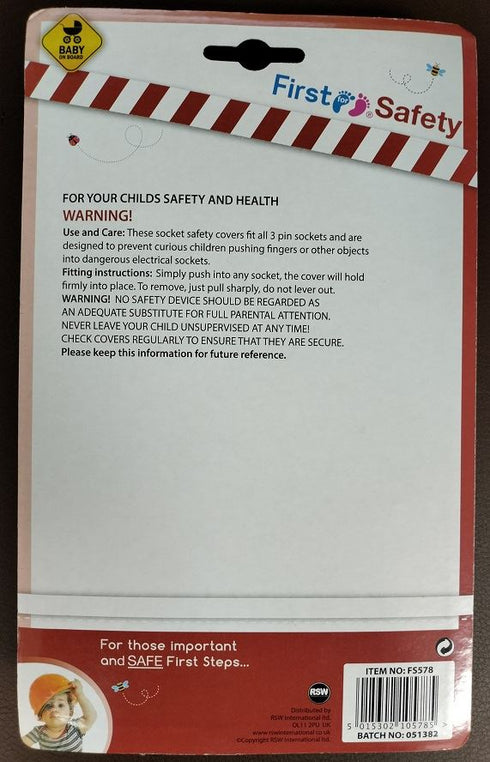FIRST SAFETY ELECTRIC SOCKET SAFETY COVERS 10/PK. FS578