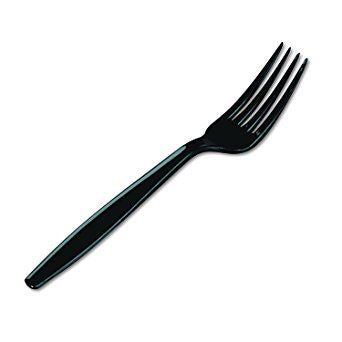 Heavy Duty Plastic Forks - 100 Pack Black PS Fork 0042100BLK