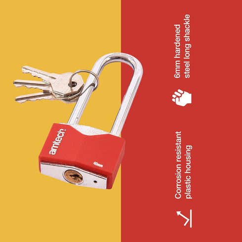 Chrome Plated Padlock - AMTECH Long Shackle Rhombic 40MM AMT0707