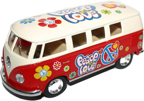 VW CAMPERVAN PEACE LOVE 1:32 SCALE DIECAST TOY CAR. TY4226