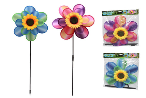Dual Spinning Windmill - Colorful Tie Dye TY8441 Garden Decor