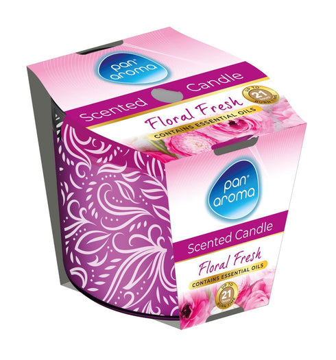 PAN AROMA SCENTED PRINTED GLASS CANDLE - FLORAL FRESH. PAN0288