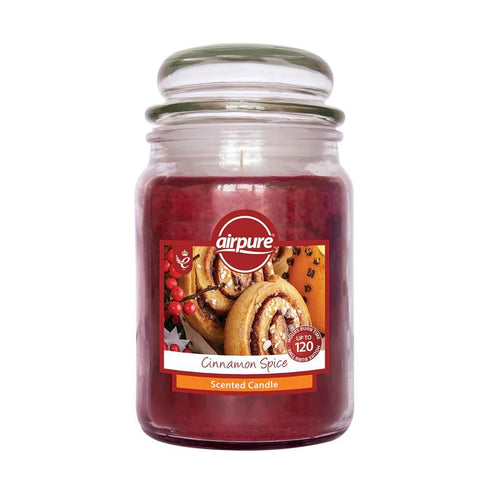 AIRPURE CINNAMON SPICE SCENTED JAR CANDLE 510G UP TO 120HRS. 18OZ612