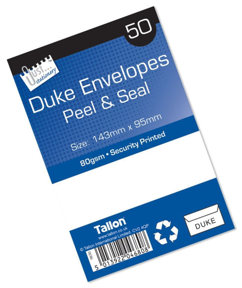 Peel Seal Envelopes - Tallon White Duke 50 Pack T4680