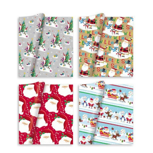 GIFTMAKER CHRISTMAS SANTA & FRIENDS CUTE GIFT WRAP ROLL 69CM X 4M. XAPGW106