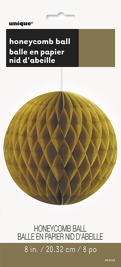 Gold Honeycomb Pom Pom 8 Inch - Elegant Party Decorations