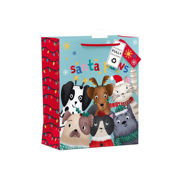 GIFTMAKER CHRISTAMS SANTA PAWS LARGE GIFT BAGS APX 36 X 28CM. XAPGB60L
