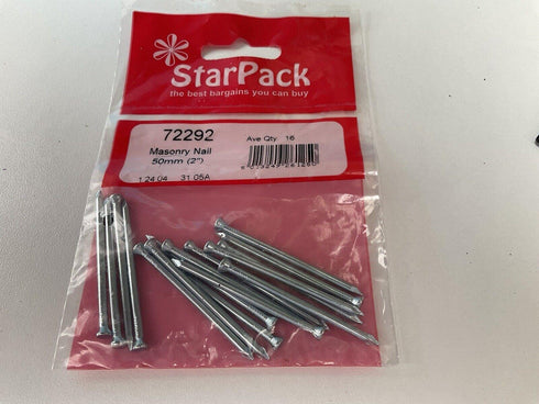 Masonry Nails 50mm - Durable STAR PACK 20 Nails for Construction