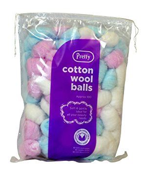 100 PRETTY COLOUR COTTON WOOL BALLS. 53114-010D