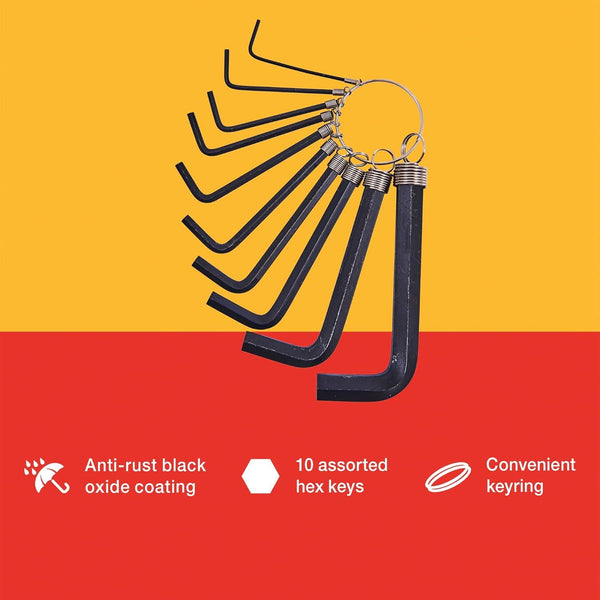 Hex Key Set - AMTECH 10-Piece with Keyring I8750C