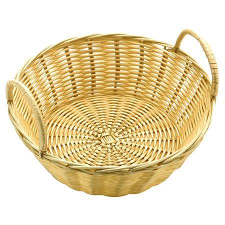 ZODIAC POLY RATTAN ROUND BASKET WITH HANDLE 20CM X 8". RB6