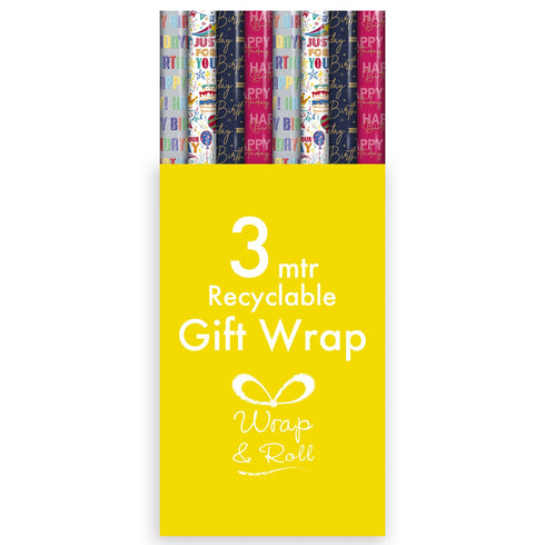 EUROWRAP HAPPY BIRTHDAY GIFT WRAP 3 MTR X 70CM. 35579-GWC