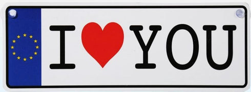 PLASTIC NUMBER PLATE I LOVE YOU WITH SUCTION CUPS. 335910