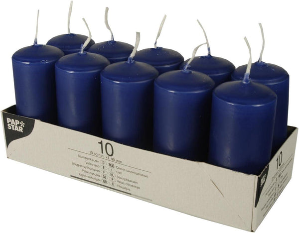 PACK OF 10 DARK BLUE PILLAR CANDLES 40 X 90 MM. PS17916