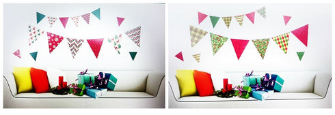 CHRISTMAS BUNTING WALL STICKERS ASSORTED DESIGN. XCR0030