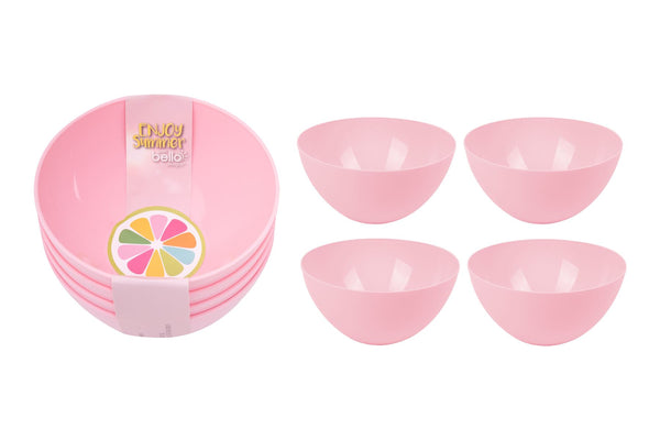 BELLO PLASTIC BOWL 500ML 4/PK - PINK. AM2074
