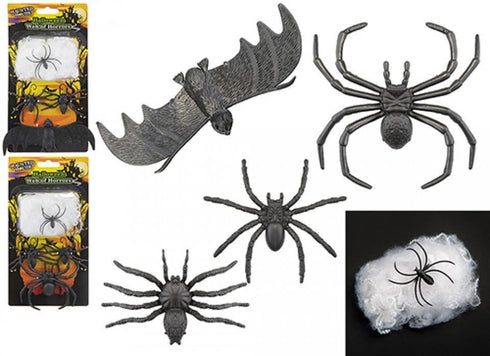HAUNTED HOUSE ASSORTED SPIDER AND BATS WITH WEB OF HORRORS. PI976022