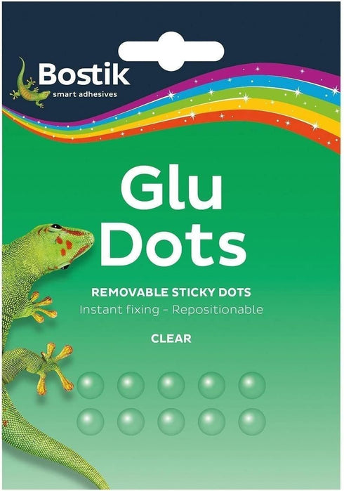 Bostik Sticky Dots - Removable Clear Glue 10mm 64/Pack