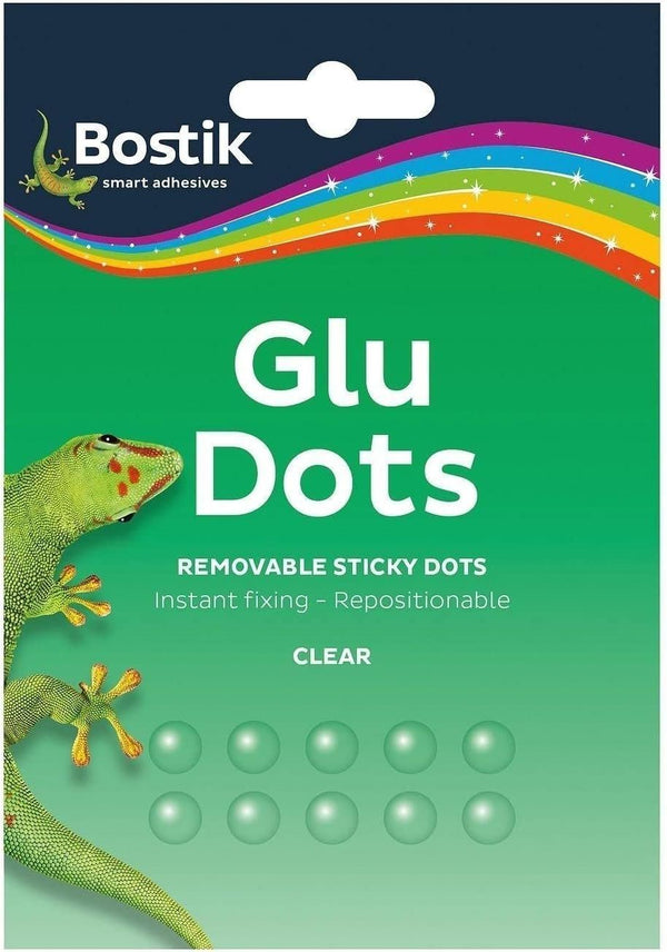 Bostik Sticky Dots - Removable Clear Glue 10mm 64/Pack