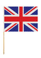 Union Jack Hand Flag - Rayon with Wooden Stick 45x30cm 12 Pack