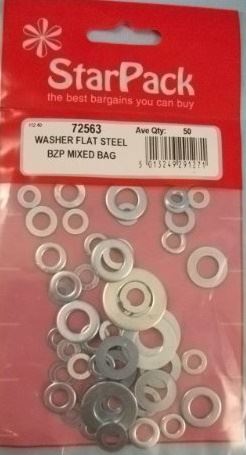 Flat Washer Assortment BZP Steel - 50pcs Bag 72563