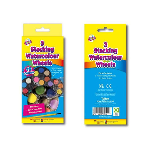 ARTBOX 18 COLOUR WATERCOLOUR PAINTS WHEEL WITH BRUSH 3/PK. TA5101