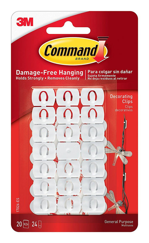 COMMAND DECORATING GENERAL PURPOSE CLIPS 20 HOOKS WHITE. 17026ES 705234