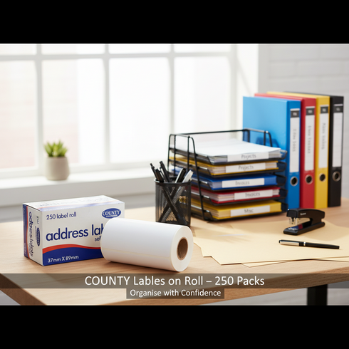 COUNTY 250 PACKS LABELS ON ROLL. C160