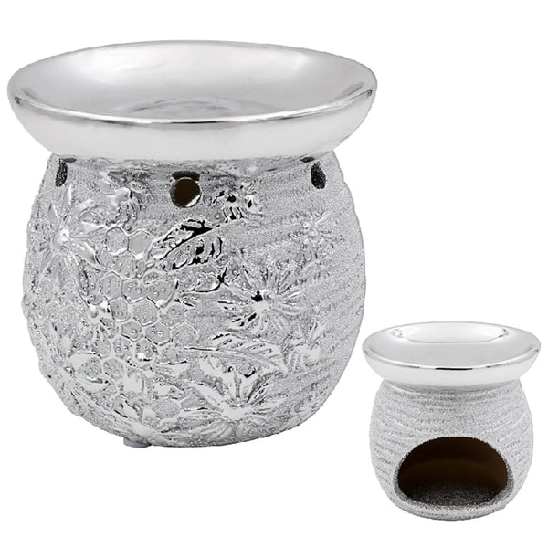 Beeswax Oil Warmer - Elegant Silver Art Design LP47353