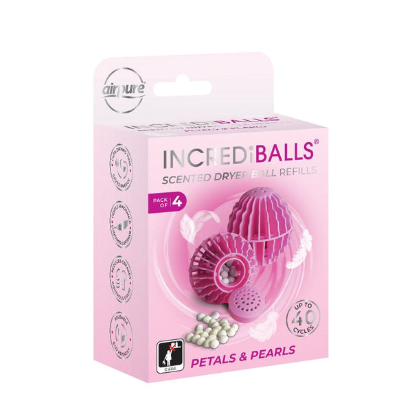 Dryer Balls Petals Pearls - AIRPURE INCREDIBALLS 4 Pack Refills